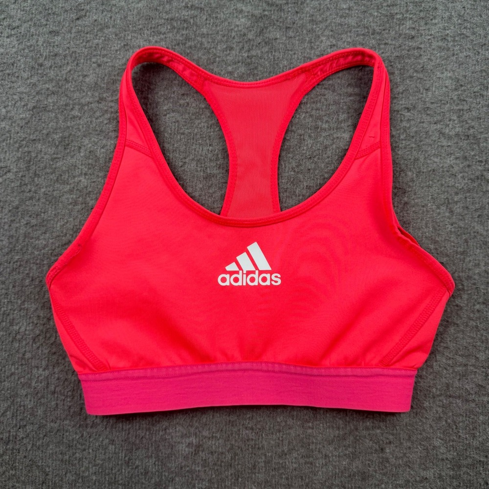Adidas Sports Bra Women's XS Pink Racerback‎ Mesh Logo FT9903